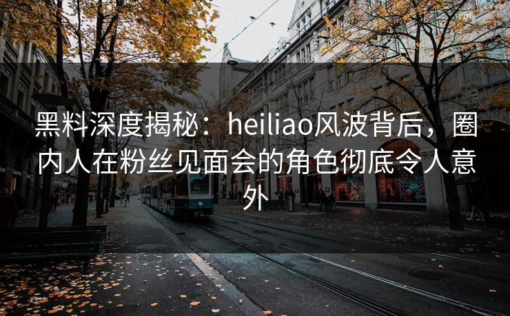 黑料深度揭秘：heiliao风波背后，圈内人在粉丝见面会的角色彻底令人意外