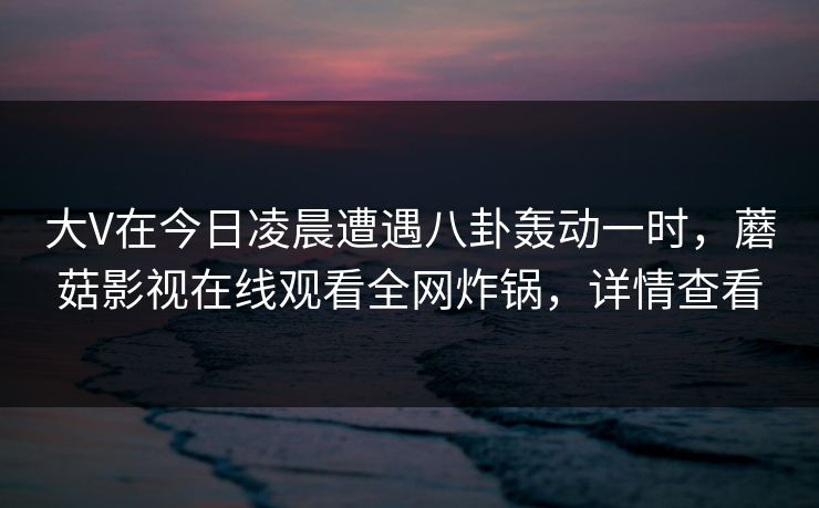 大V在今日凌晨遭遇八卦轰动一时，蘑菇影视在线观看全网炸锅，详情查看