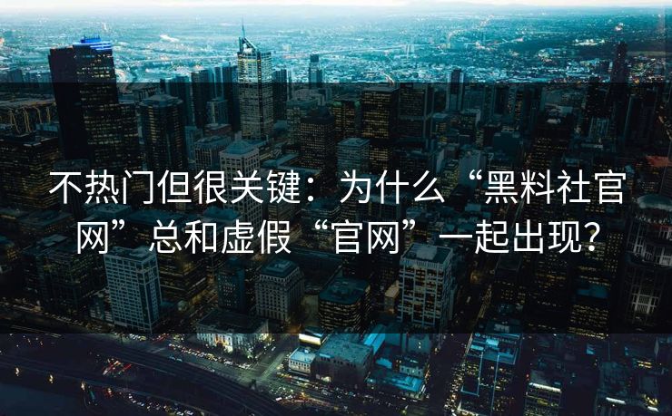 不热门但很关键：为什么“黑料社官网”总和虚假“官网”一起出现？