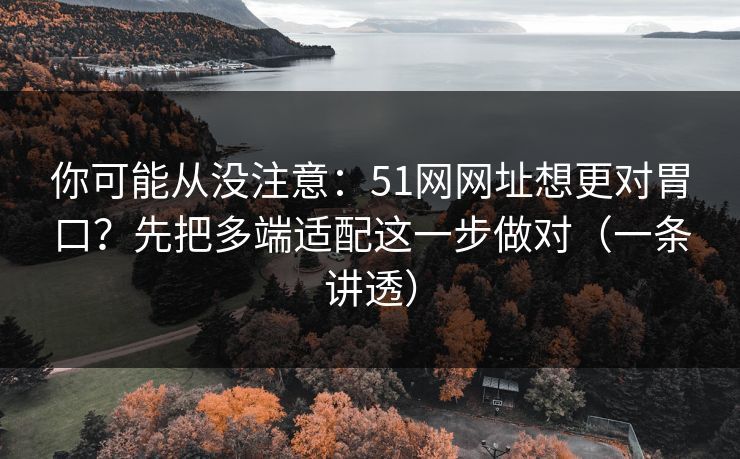 你可能从没注意：51网网址想更对胃口？先把多端适配这一步做对（一条讲透）