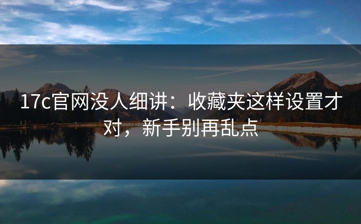 17c官网没人细讲：收藏夹这样设置才对，新手别再乱点